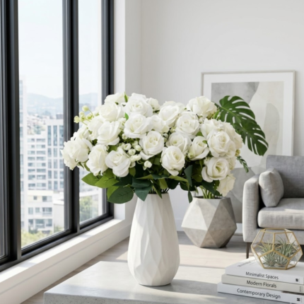 Flores Artificiais de Seda Rosa Premium – Decoração Elegante para Casa, Festas, Casamentos e Centros de Mesa.