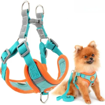 Coleira Peitoral Ajustável para Cães – Nylon Ergonômico com Segurança Reforçada, Reflexivo, com Alça de Emergência