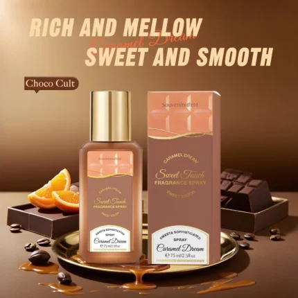 Spray de Perfume Unissex 75ml Caramel Dream – Fragrância Doce Floral Frutada, Sem Álcool e Longa Duração