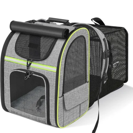 Mochila Expansível para Gatos com Tela Respirável e Capa de Sombra | Transporte Confortável para Viagens