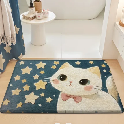 🛁 Tapete de Banheiro Antiderrapante de Gato – Ultra Macio, Absorvente e Secagem Rápida