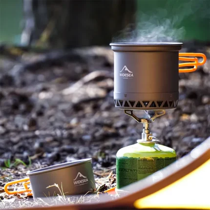 🏕️ Conjunto de Panelas de Camping Outdoor Widesea – 1.3L / 2.3L + Chaleira para Cozinha Portátil