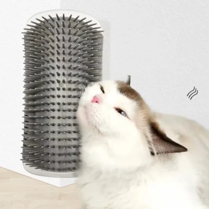 Escova Massageadora de Canto para Gatos com Removedor de Pelos | Autoescova Relaxante e Arranhador