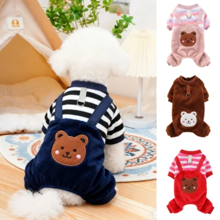 Macacão de Lã para Cães – Casaco Térmico com Argola para Guia, Quente e Confortável para Outono e Inverno