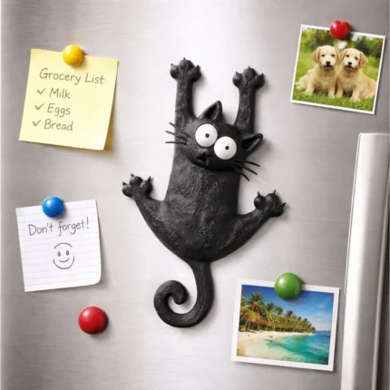 Ímã de Geladeira Fofo de Gato “Hang in There” – Decoração Magnética Cartoon Criativa