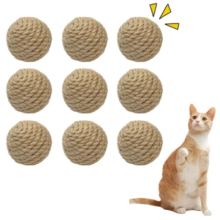 Kit 5 Bolas de Sisal Interativas para Gatos | Brinquedo Sonoro Antiestresse para Estimulação e Diversão