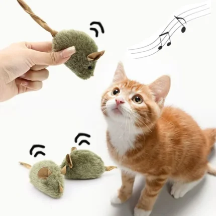 Brinquedo Interativo para Gatos – Ratinho de Pelúcia com Som Realista