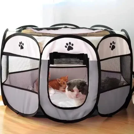 Cercado Dobrável Portátil para Cães e Gatos | Canil Octogonal em Tecido Oxford