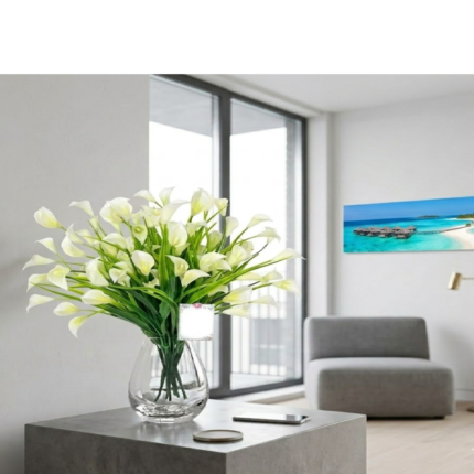 Buquê de Flores Artificiais Luxo 33cm – Arranjo Floral Ultra Realista para Decoração de Casa, Jardim e Casamentos.