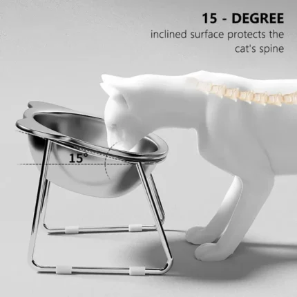 ‌ Tigela Elevada para Gatos em Aço Inox 304 – Anti Refluxo 15° | Antiderrapante e Fácil de Limpar