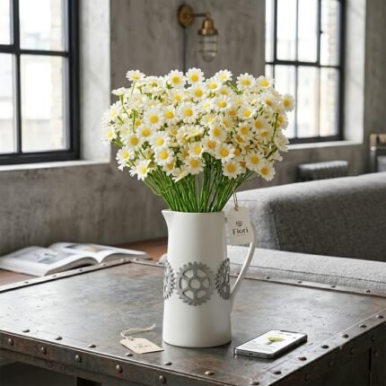 Kit 120 Margaridas Artificiais Realistas Premium – Flores Decorativas para Vasos, Mesas, Casamentos e Decoração de Casa.