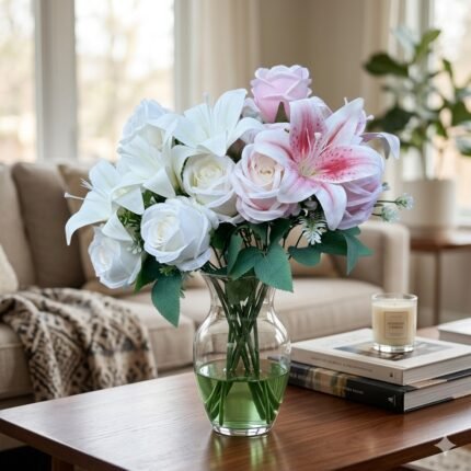 Buquê de Rosas e Lírios Frescos Premium | Flores Naturais de Luxo para Presentes, Casamentos e Decoração de Interiores.