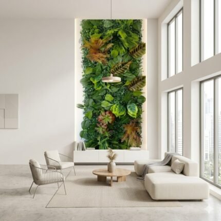 Painel De Parede Com Plantas Subtropicais Para Decoração E Eventos.